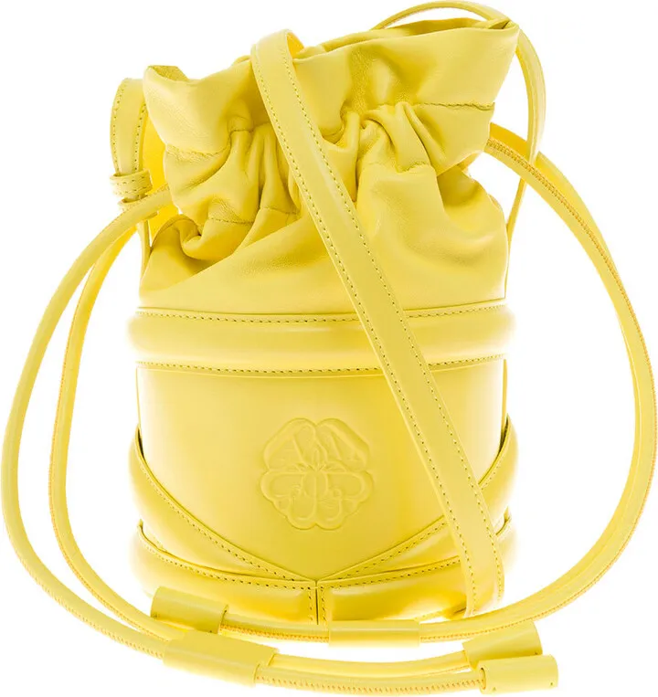 Alexander Mcqueen Woman's The Curve Satchel Yellow Leather Crossbody Bag