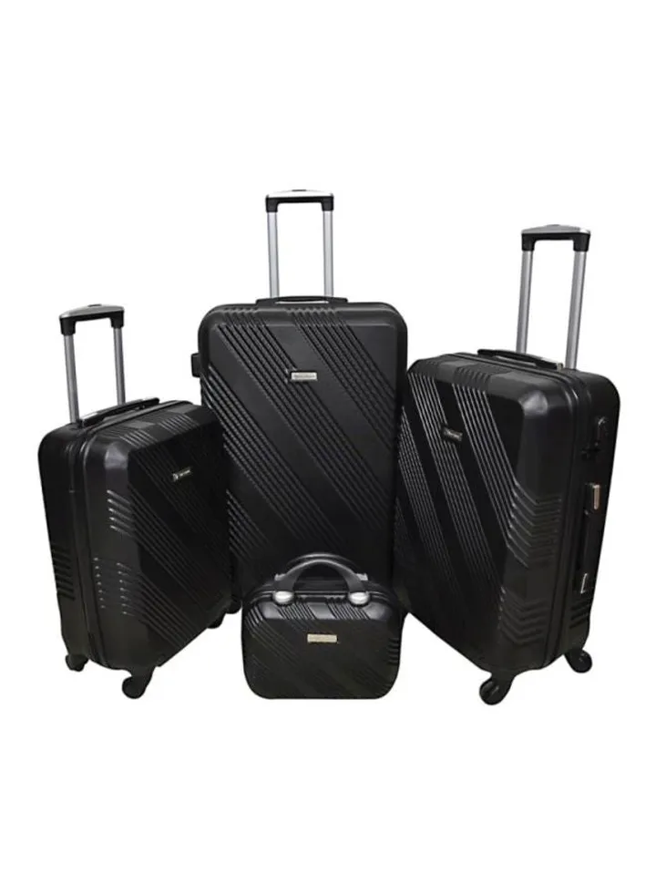 4-Piece ABS Luggage Trolley Set Black