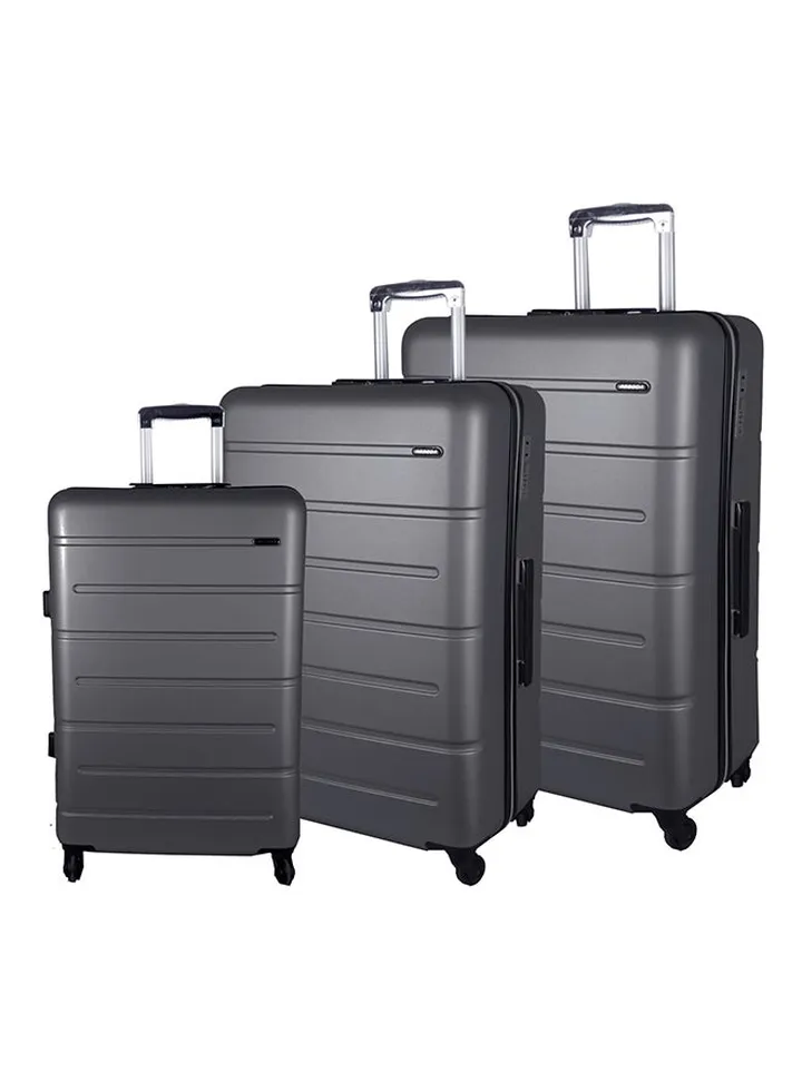 Hardside 3 Piece Luggage Trolley Set Grey