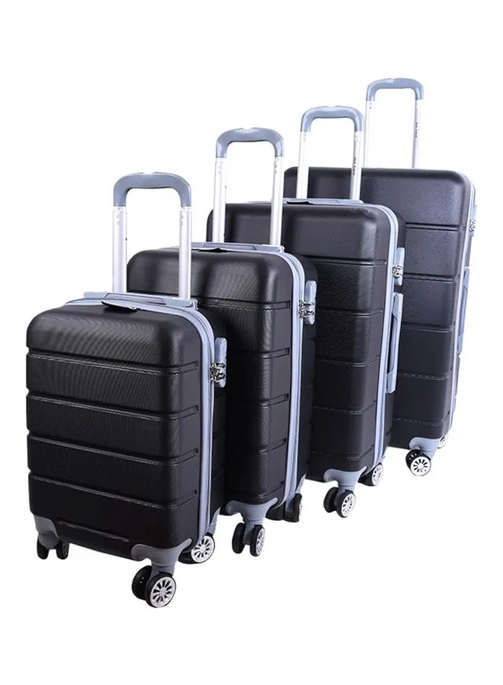Hardside 4 Piece Luggage Trolley Set Black