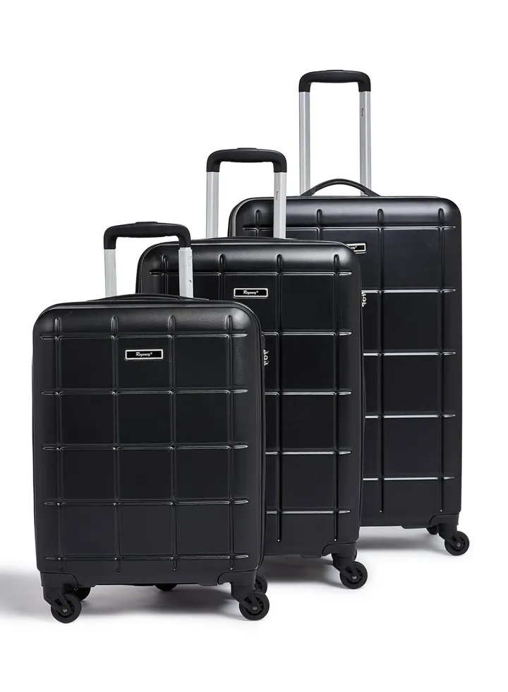 New Legion Hardside 3 Piece Luggage Trolley Set Black