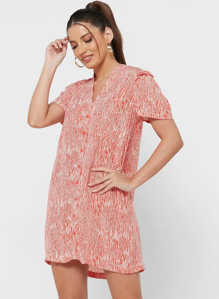 Button Detail Shirt Dress