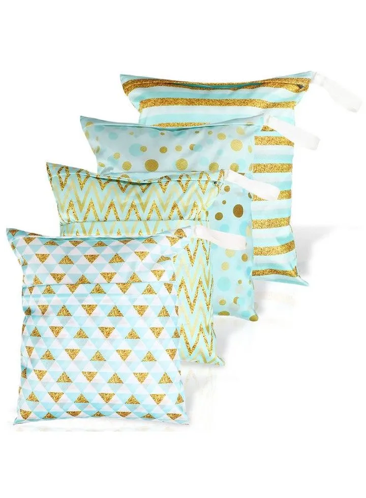 4 Pieces Waterproof Wet Bag Reusable Washable Wet Dry Bag Sealed Wet Diaper Bag With Handle For Travel Beach Wet Swimwear Diapers Dirty Gym Clothes And Toiletries 12 X 14 Inch (Tropical)
