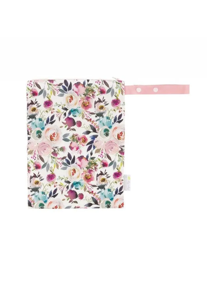 Sealed Wet Bag With Adjustable Handle Washable And Reusable Wet Bag With Water Resistant Lining Ideal For Swimwear Diapers Gym Clothes & Toiletries; Measures 11” X 14” Blush Floral