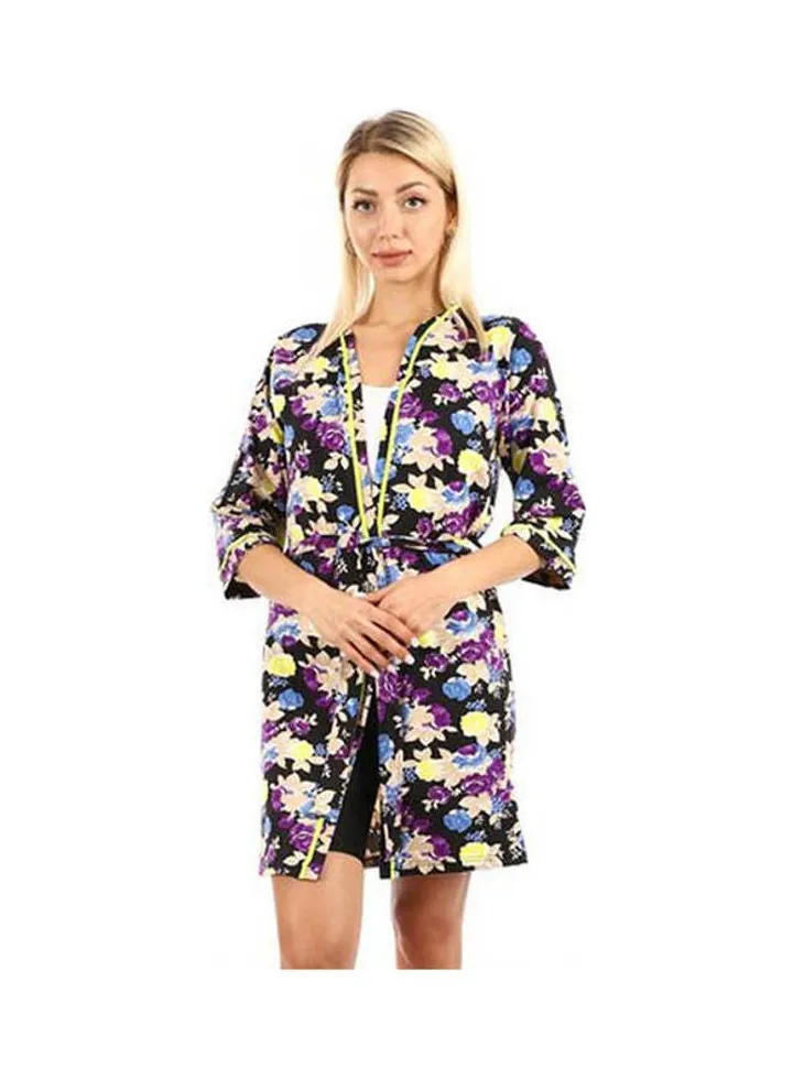Women Flory Robe With Belt Multicolour