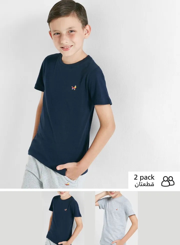 Logo Solid T-Shirts Pack Of 2
