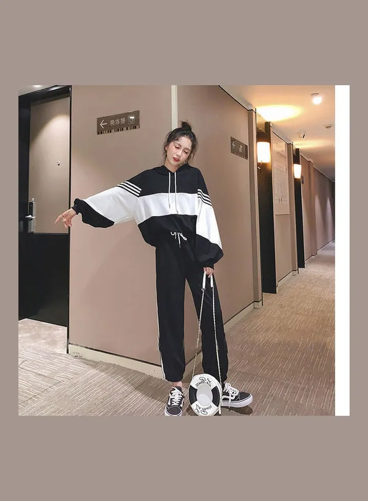 Autumn Outfit Two Piece Sportswear Suit Black