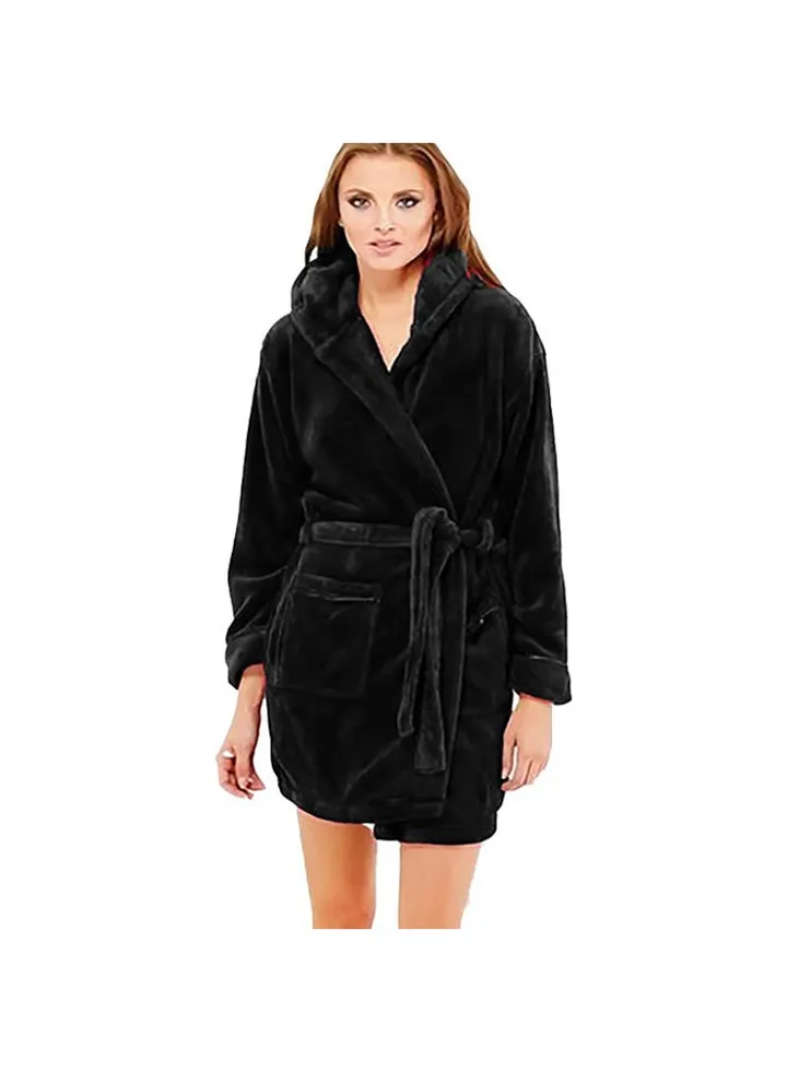 Women's short velvet robe