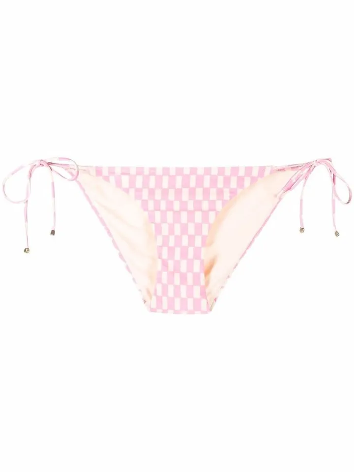 Check-Print Tie-Fastening Bikini Briefs