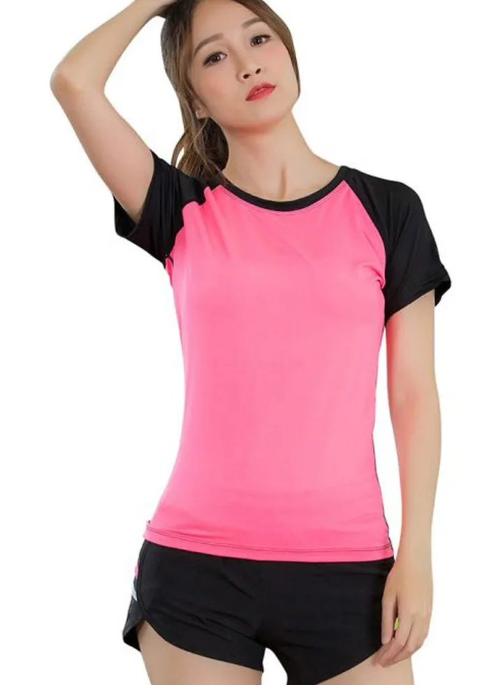 Quick Dry Running T-Shirt Pink/Black