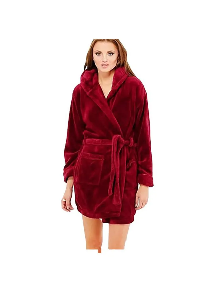 Women's short velvet robe
