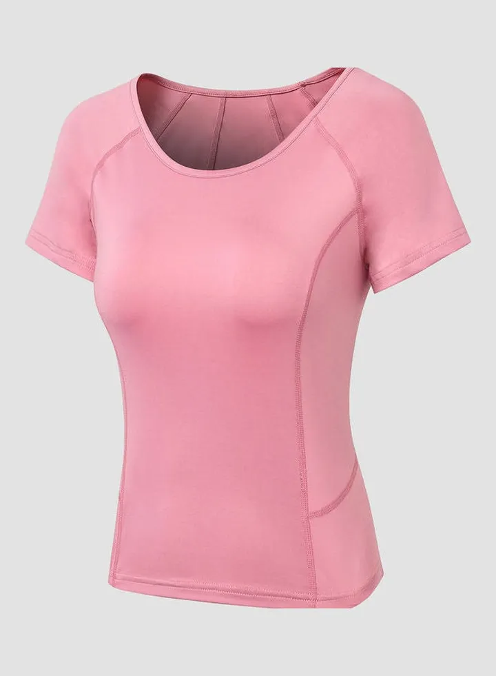 Short Sleeves Moisture-Wicking Sports T-Shirt Pink