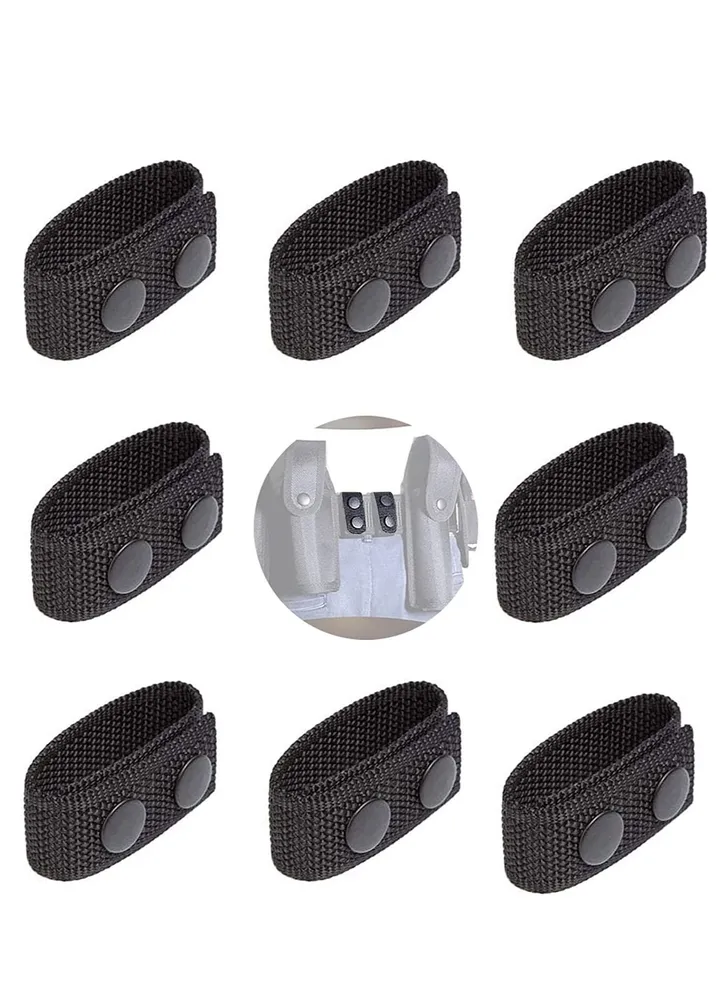 8 pieces Duty Belt Keeper Belt Holder Double Snap Belt Keeper Leather Duty Snap Belt Keeper for Outdoor Sports Camping Police Military Equipment
