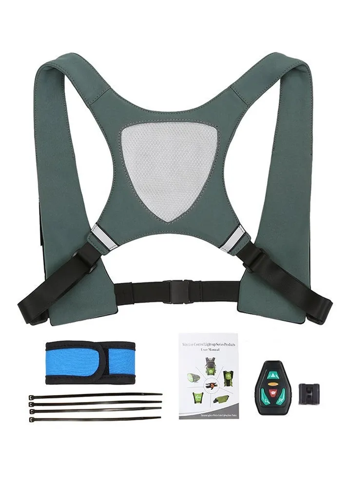 USB Rechargeable Reflective Vest Backpack with LED Turn Signal Light 21 x 21cm