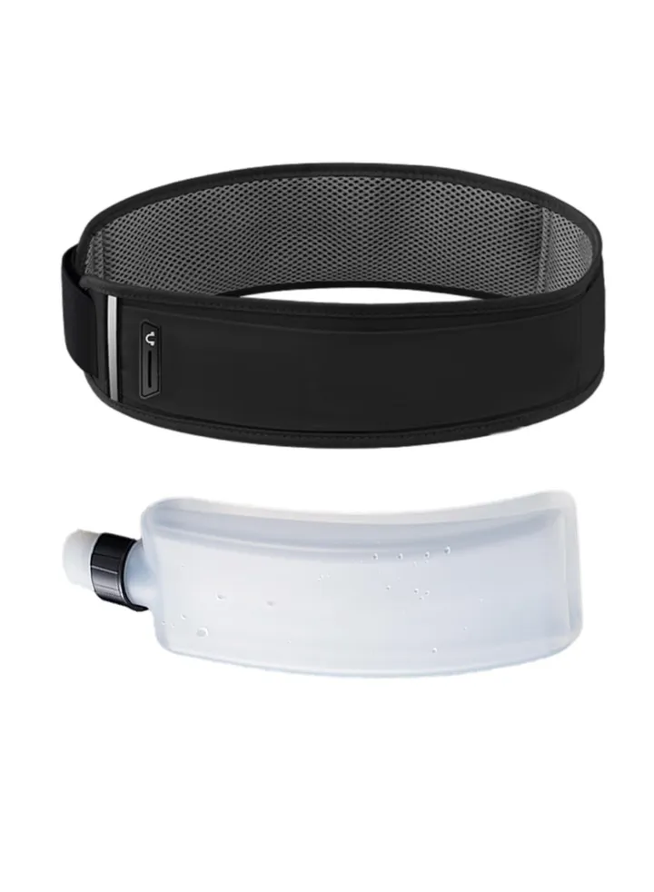 Running Belt Hydration with Bottles, Fanny Pack Water Bottle Holder, Zipper Waist Pouch Fits Most phones, Polyester Fiber, Zerobounce Design for Cycling Climbing Marathon (Watter Bottle Included)