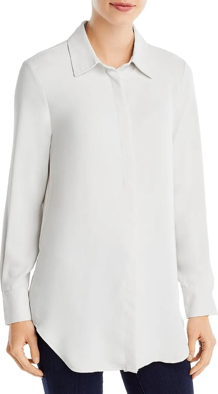 Womens Hi-Low Button Down Tunic Top