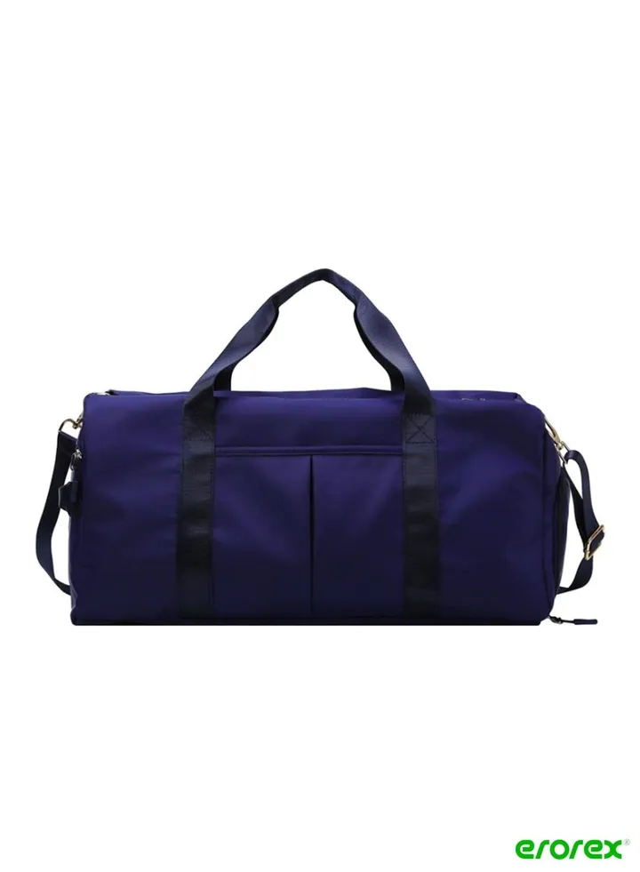 Dry Wet Separated Waterproof Sport Duffle Bag with Shoes Compartment Dark Blue