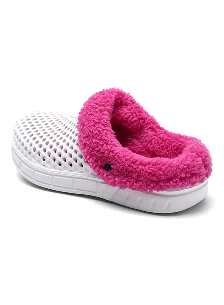 Breathable Fur Anti-skid Slide White/Pink
