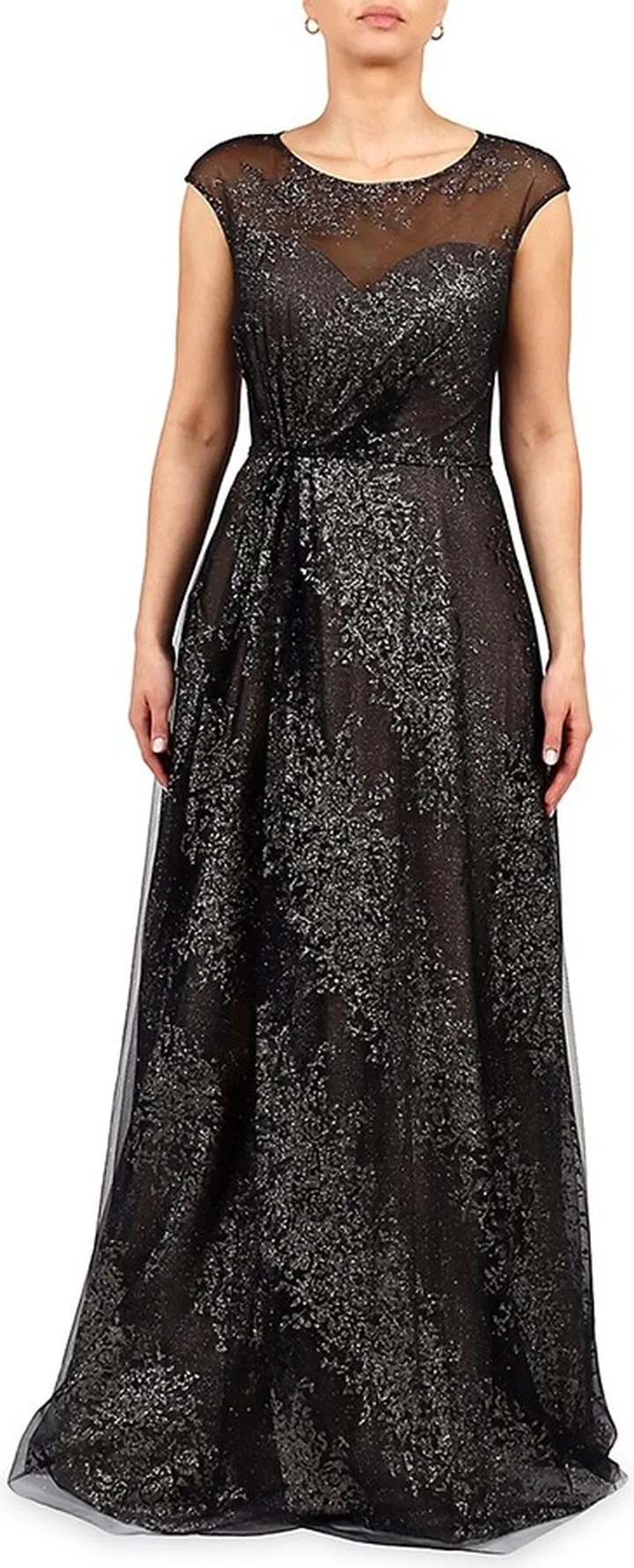 Glitter Illusion A Line Gown