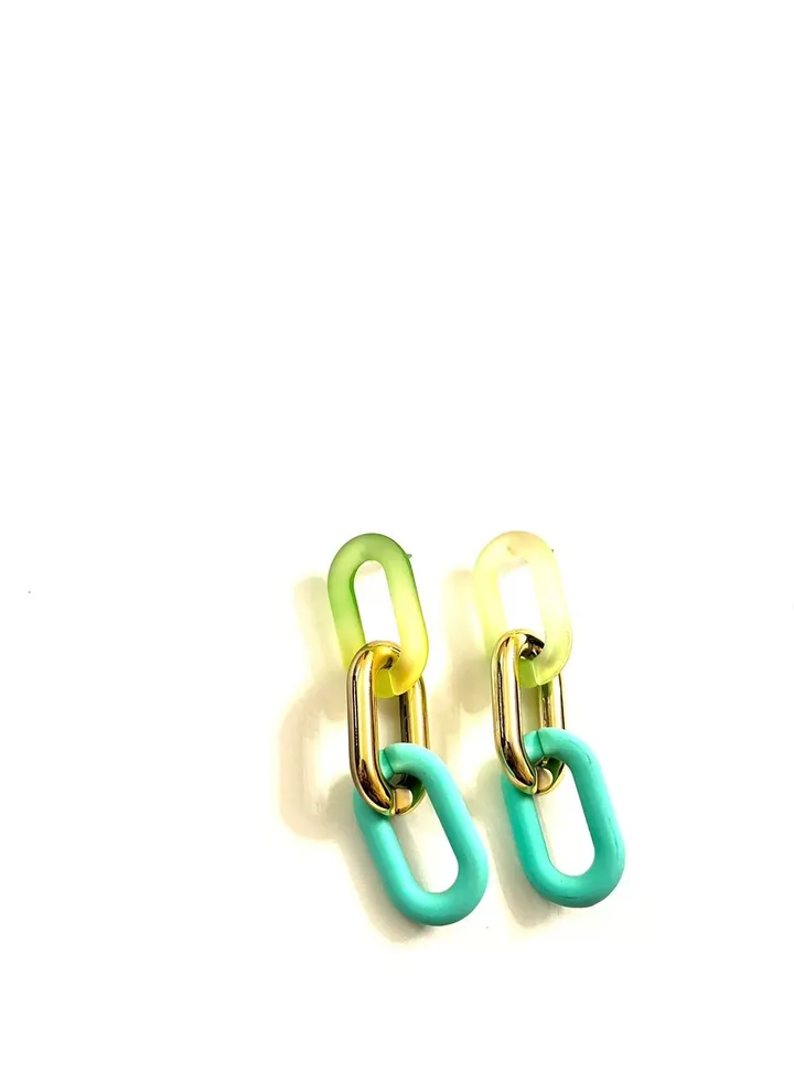 Greenish chains earrings