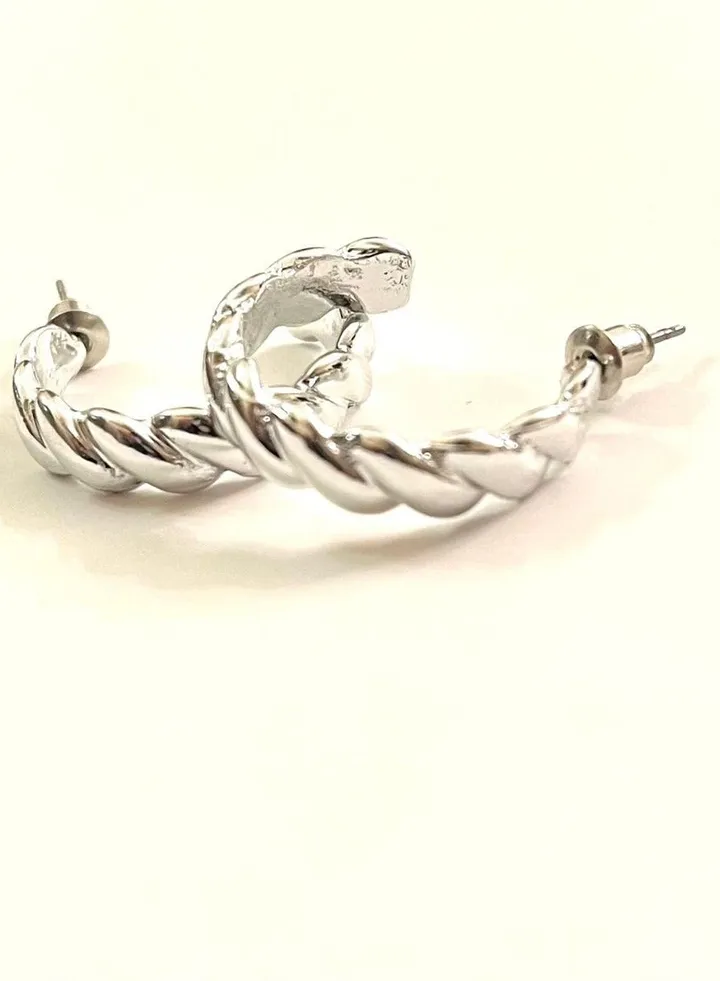 Silver Braids semi-circled earrings
