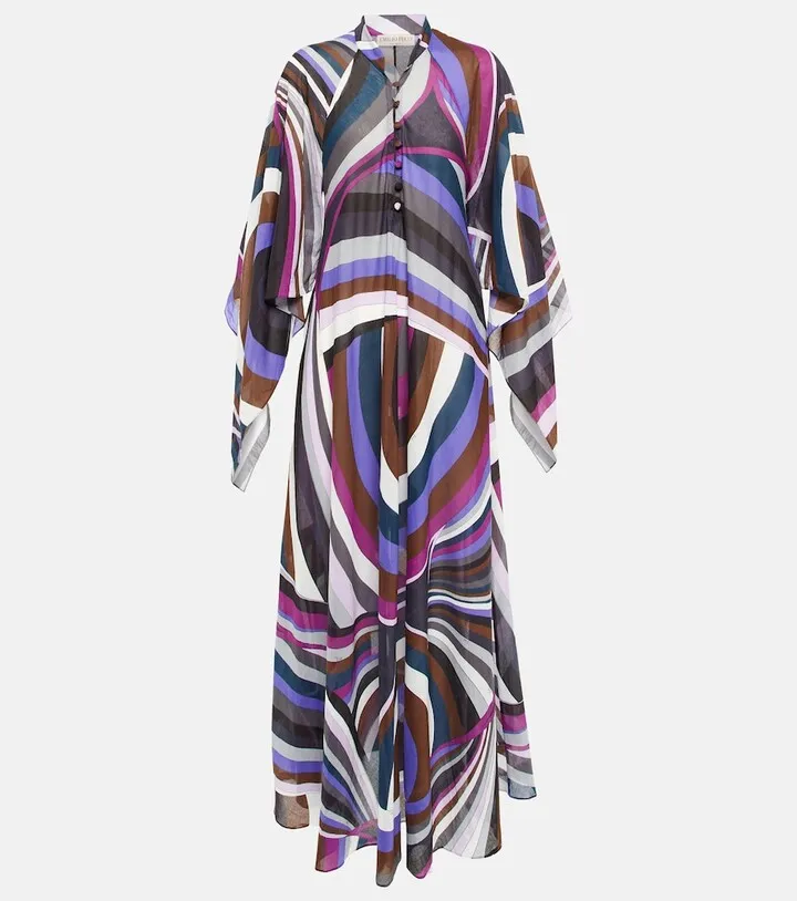 Printed cotton kaftan maxi dress
