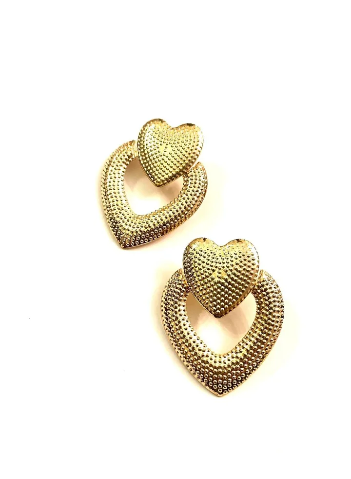 Connected jagged hearts earrings