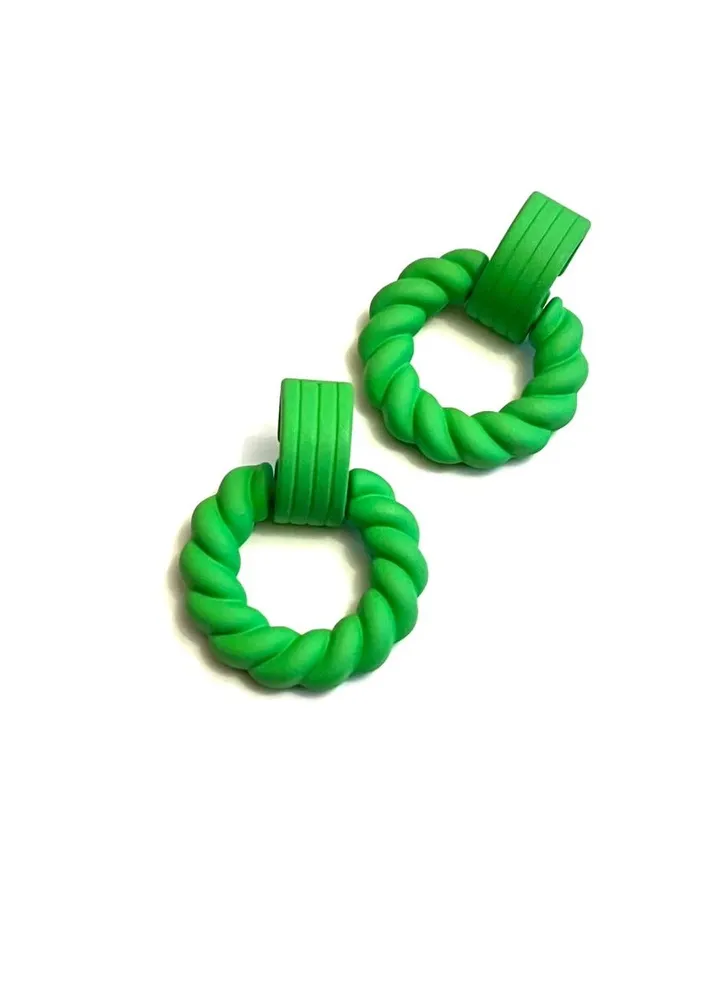 Green Tied rope earrings