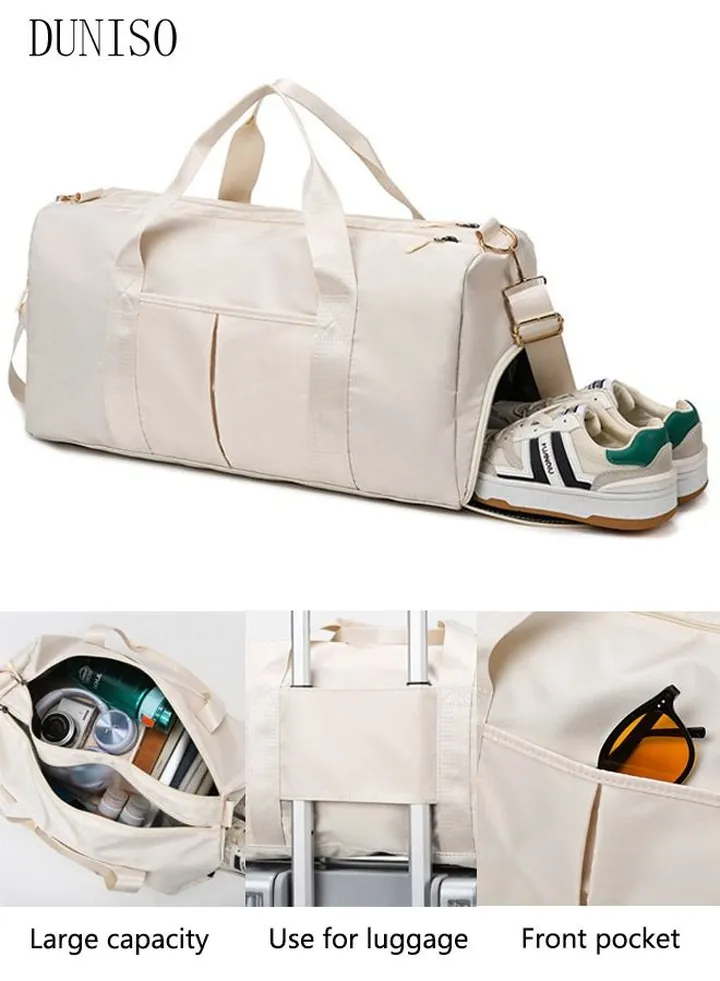 Sports Gym Bag with Wet Pocket & Shoes Compartment, Weekender Overnight Bag for Travel Gym Yoga Travel Duffel Bag for Men and Women Lightweight