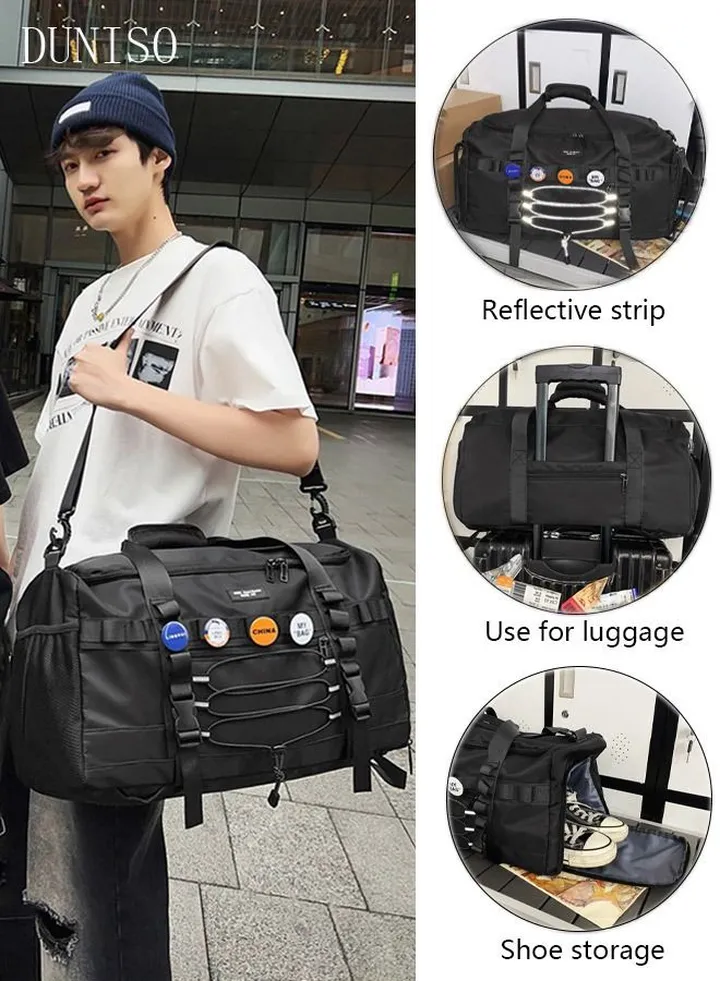 Sports Gym Bag with Wet Pocket & Shoes Compartment Weekender Overnight HandBag for Travel Gym Yoga Travel Duffel Bag for Men and Women Lightweight