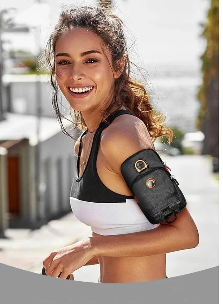 Phone Holder for Running Armband Pack Pouch Key Pocket Bag,Arm Band Sleeve Fit Sport Gym Hiking Black