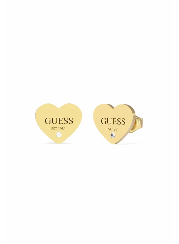 Plain Heart with Black Logo Earring
