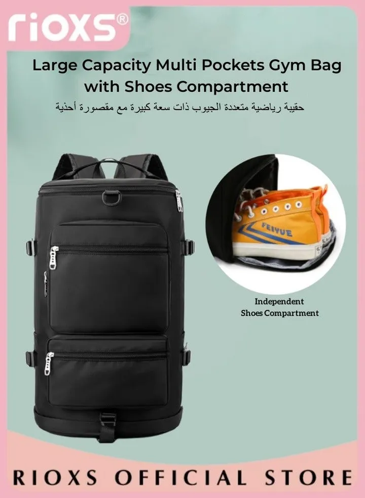 Large Capacity Multi Pockets Gym Bag with Shoes Compartment Sports Bag with Waterproof Pocket Outdoor Sport Travel Duffel Bag for Women and Men