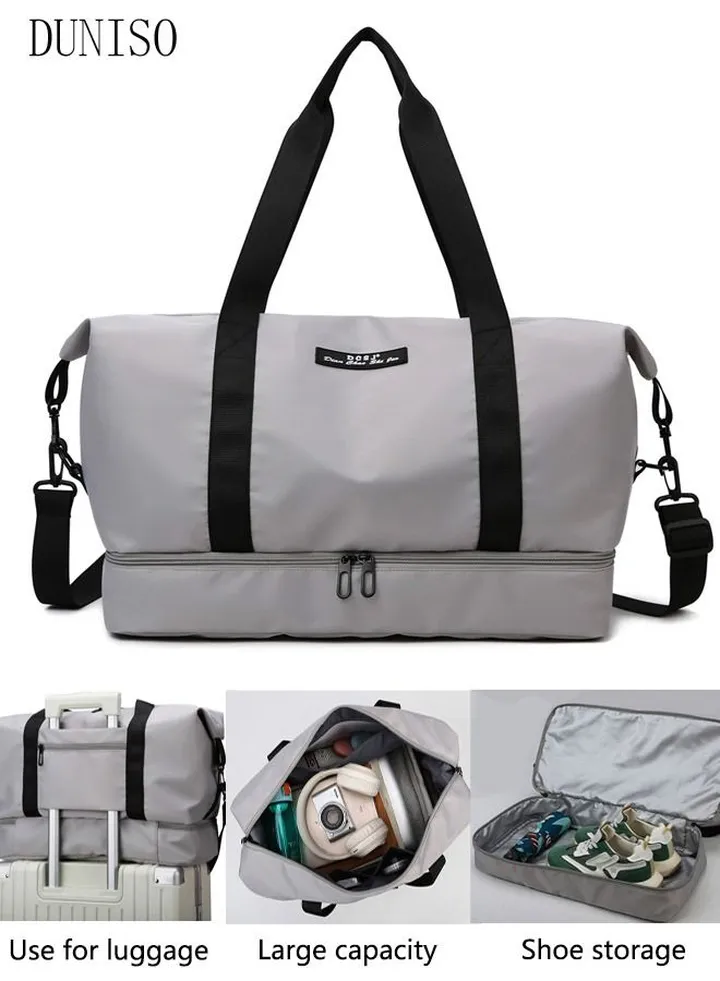 Sports Gym Bag with Wet Pocket & Shoes Compartment, Weekender Overnight Bag for Travel Gym Yoga Travel Duffel Bag for Men and Women Lightweight