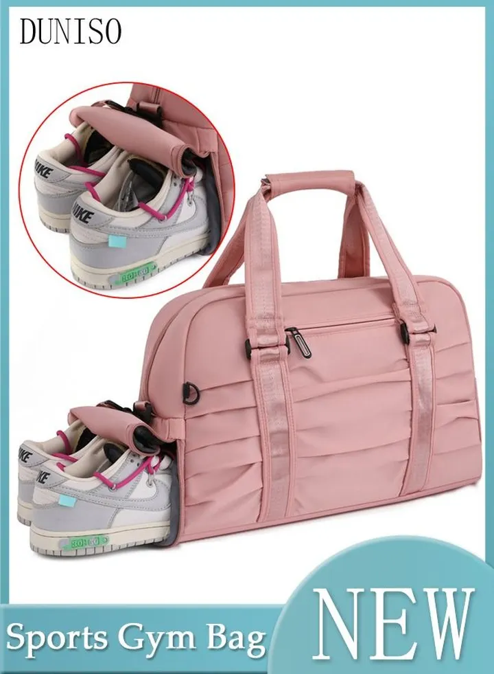 Sports Gym Bag with Wet Pocket & Shoes Compartment, Weekender Overnight Bag for Travel Gym Yoga Travel Duffel Bag for Men and Women Lightweight