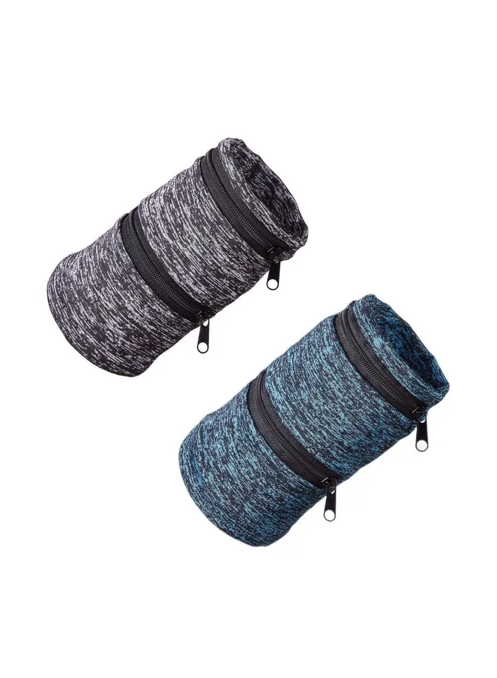 2 pcs Wrist Pouch/Wrist Wallet -Sports Pocket Wristband Wallet with Zipper Pocket for Cash,ID Card,Ticket,Key,Jewelry. Perfect for Travel & Sports