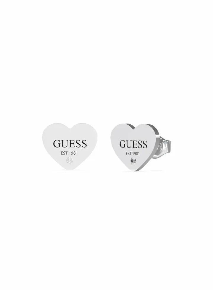 Plain Heart with Black Logo Earring