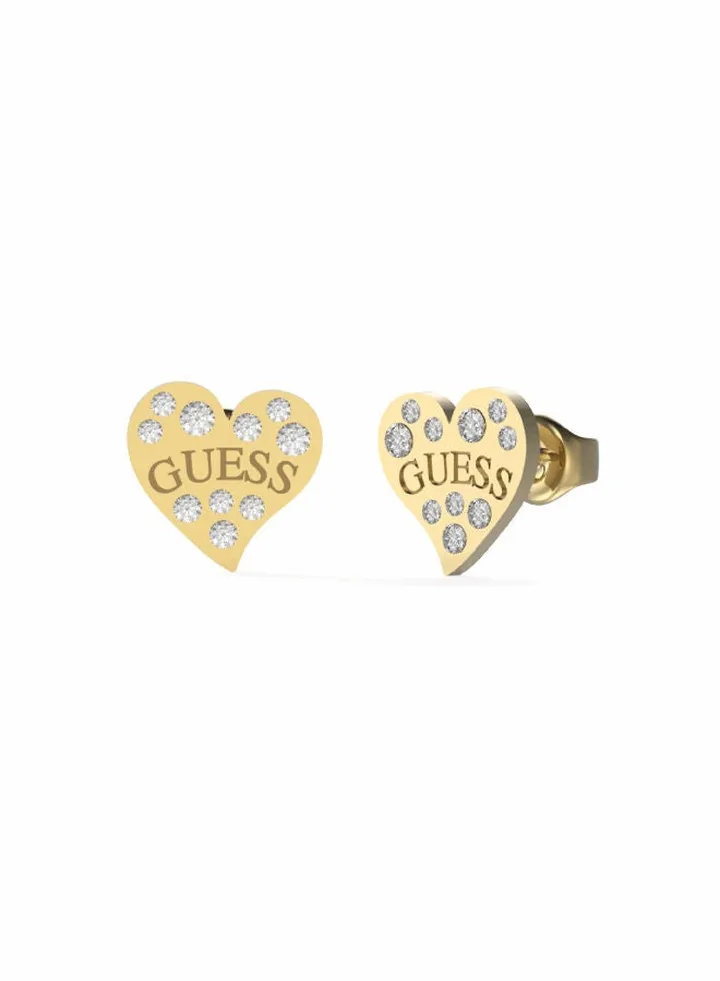 Gold Clear Heart Earring