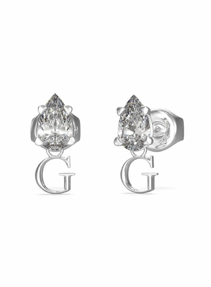 Silver G Logo Clear Drop Earring