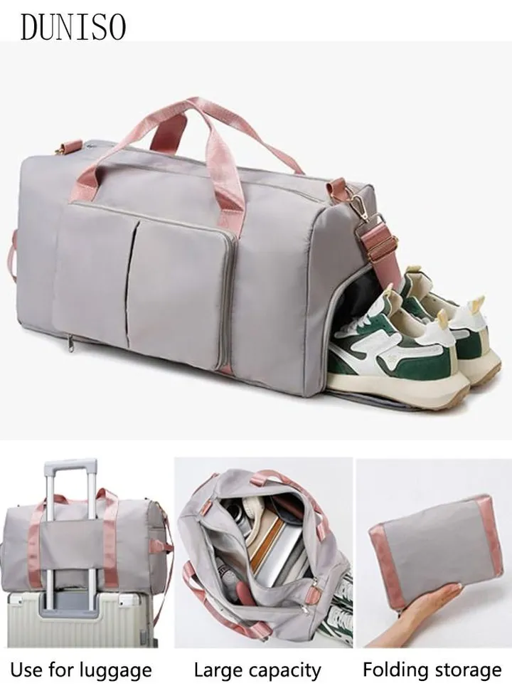Sports Gym Bag with Wet Pocket & Shoes Compartment, Weekender Overnight Bag for Travel Gym Yoga Travel Duffel Bag for Men and Women Lightweight