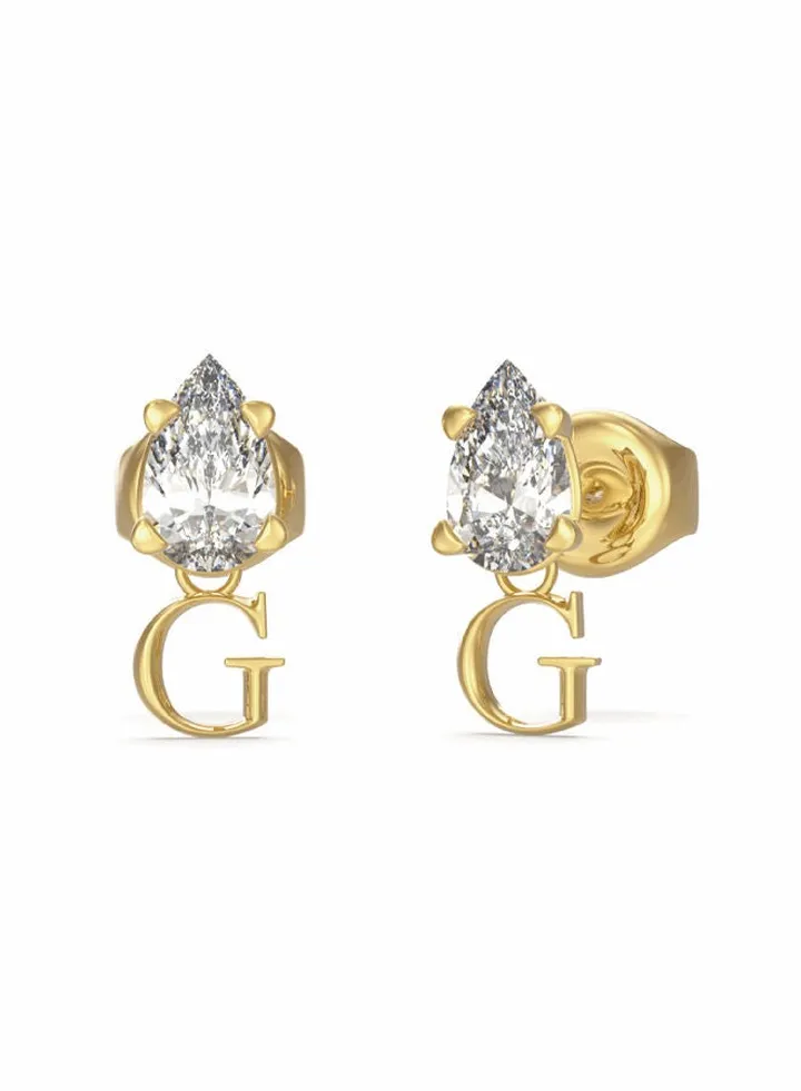 Gold G Logo Clear Drop Earring