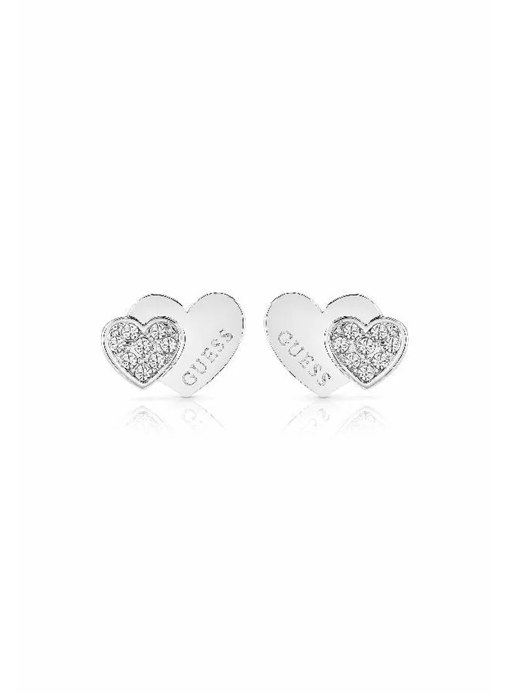 Double Heart with Pave Earring