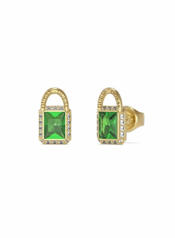 Emerald Padlock Stud Earring