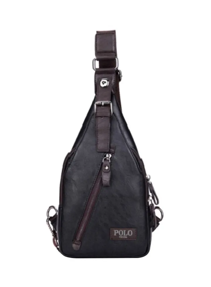 Faux Leather Crossbody Bag Black/Brown