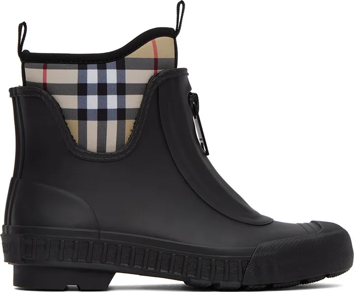 Burberry Black Vintage Check Rain Boots