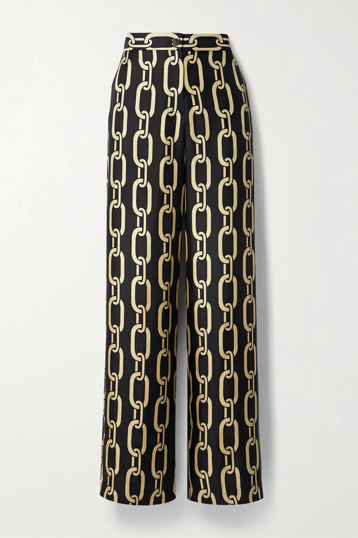 Nili Lotan - Germain Printed Silk-twill Straight-leg Pants - Black