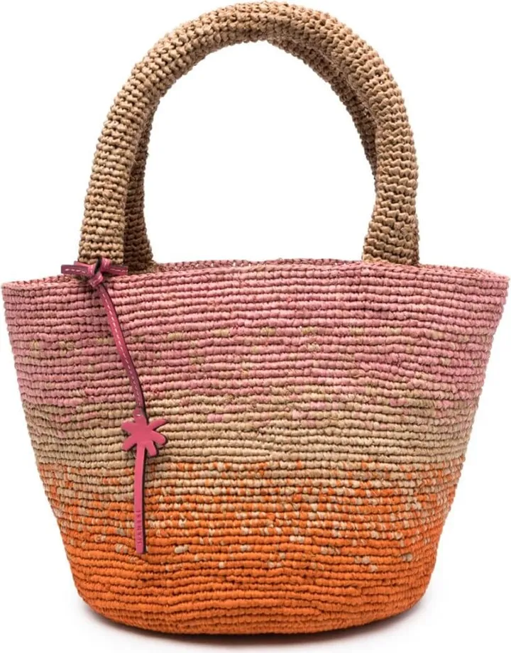 Summer degradé-effect raffia tote bag