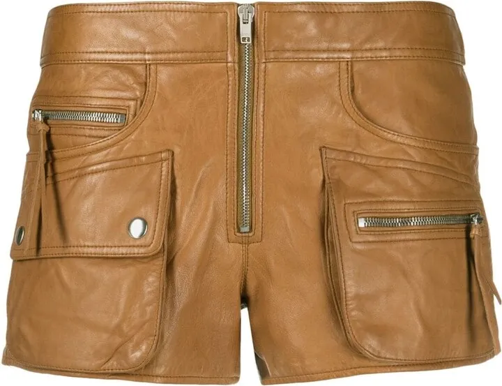 Zip-Up Leather Shorts