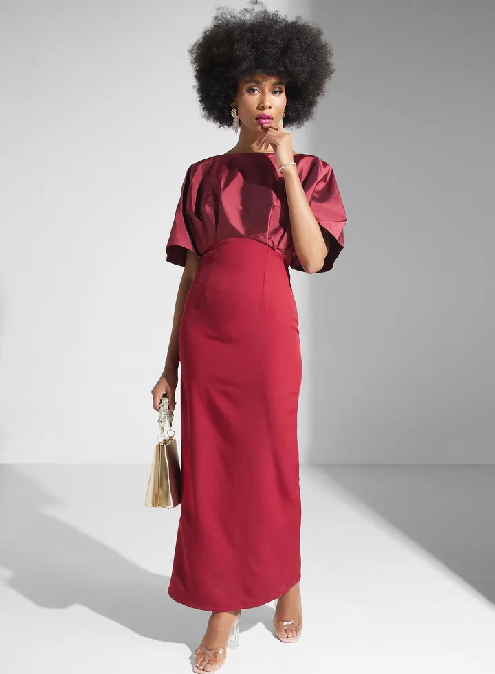 Crew Neck Cape Sleeve Dress