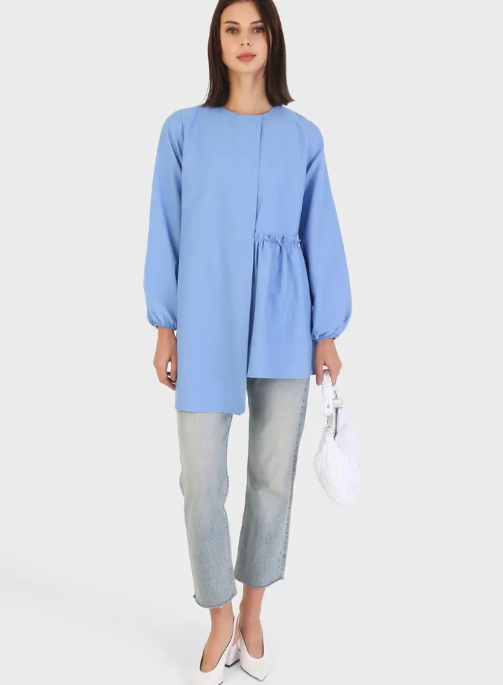 Balloon Sleeve Crew Neck Tunic